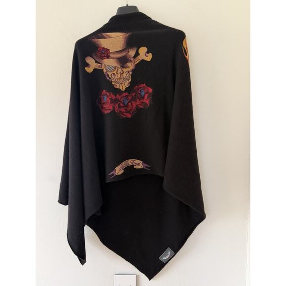 Till the End Accessories - Till the End Raw 7 100% Cashmere Poncho Cape Tattoo Art Black One Size $595 Y2K